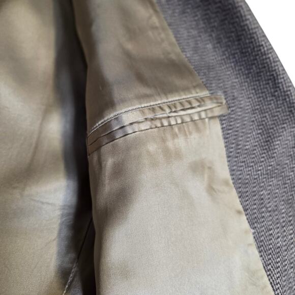 VINTAGE Pendleton Wool Herringbone Plaid Pleated Back Blazer Size 40 Sport Coat - Picture 13 of 16